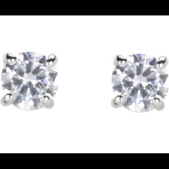 RALPH LAUREN SILVER CUBIC ZIRCONIA EARRINGS, 10mm - Picture 2 of 3